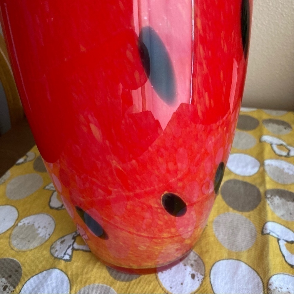 Vintage red and black spotted Murano style vase - Picture 9 of 16